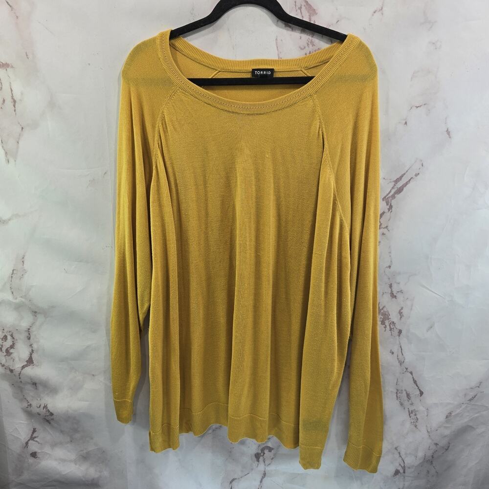 Torrid Sweater Womens 3X 3 Yellow Scoop Tissue Weight Knit Lightweight Long